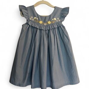 Max Studio Blue Dress with Yellow Floral Embroidery